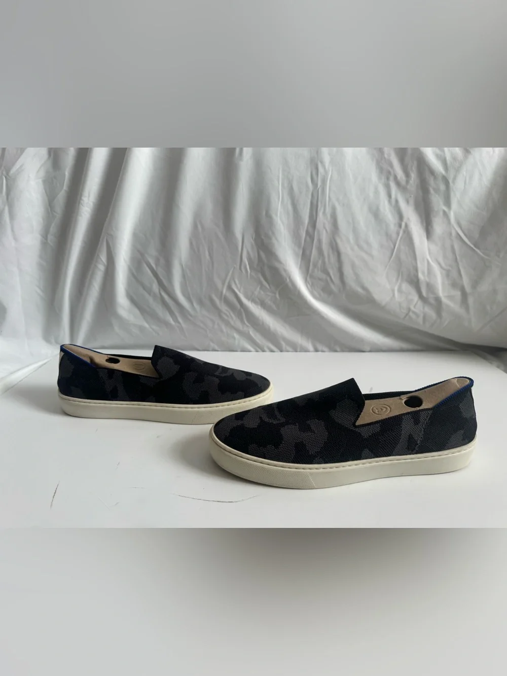 Rothy's Black & Grey Camo Slip-Ons - size 10